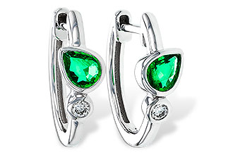 B301-86814: EARRINGS .38 TW EMERALD .44 TGW