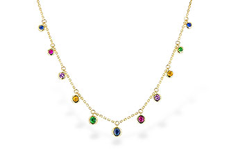 C300-97668: NECK .90 TW MULTI-COLOR SAPPH & GREEN GARNET (18")
