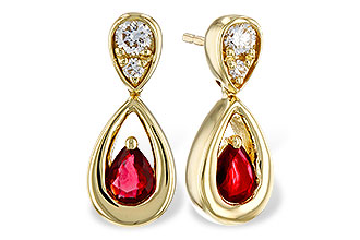 C301-84950: EARRINGS .40 RUBY .52 TGW (4x3 RUBY)