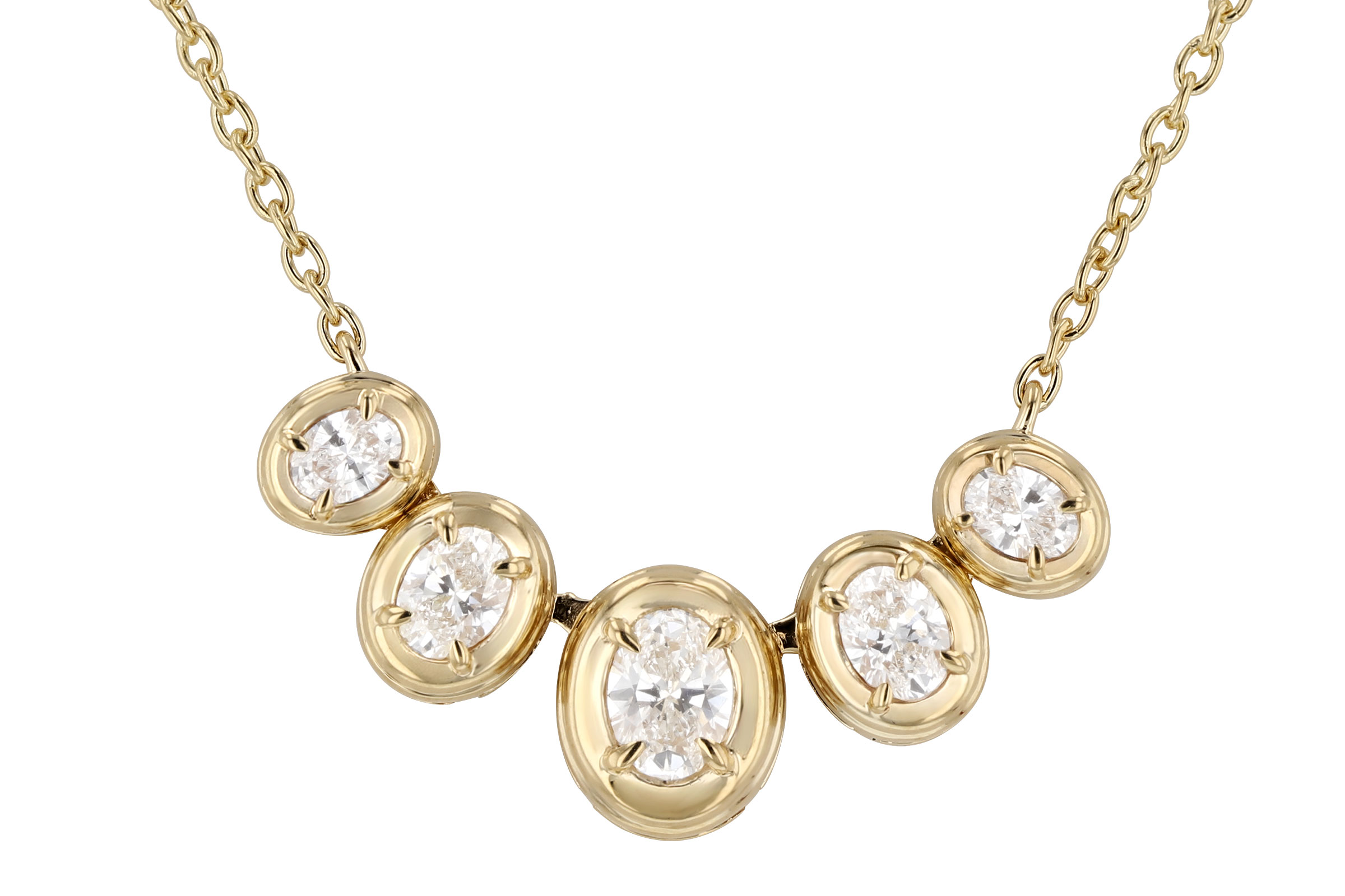 C302-74996: NECKLACE .85 TW OVAL CUT DIA (18")