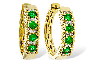 F301-90450: EARRINGS .33 TW EMERALD .45 TGW