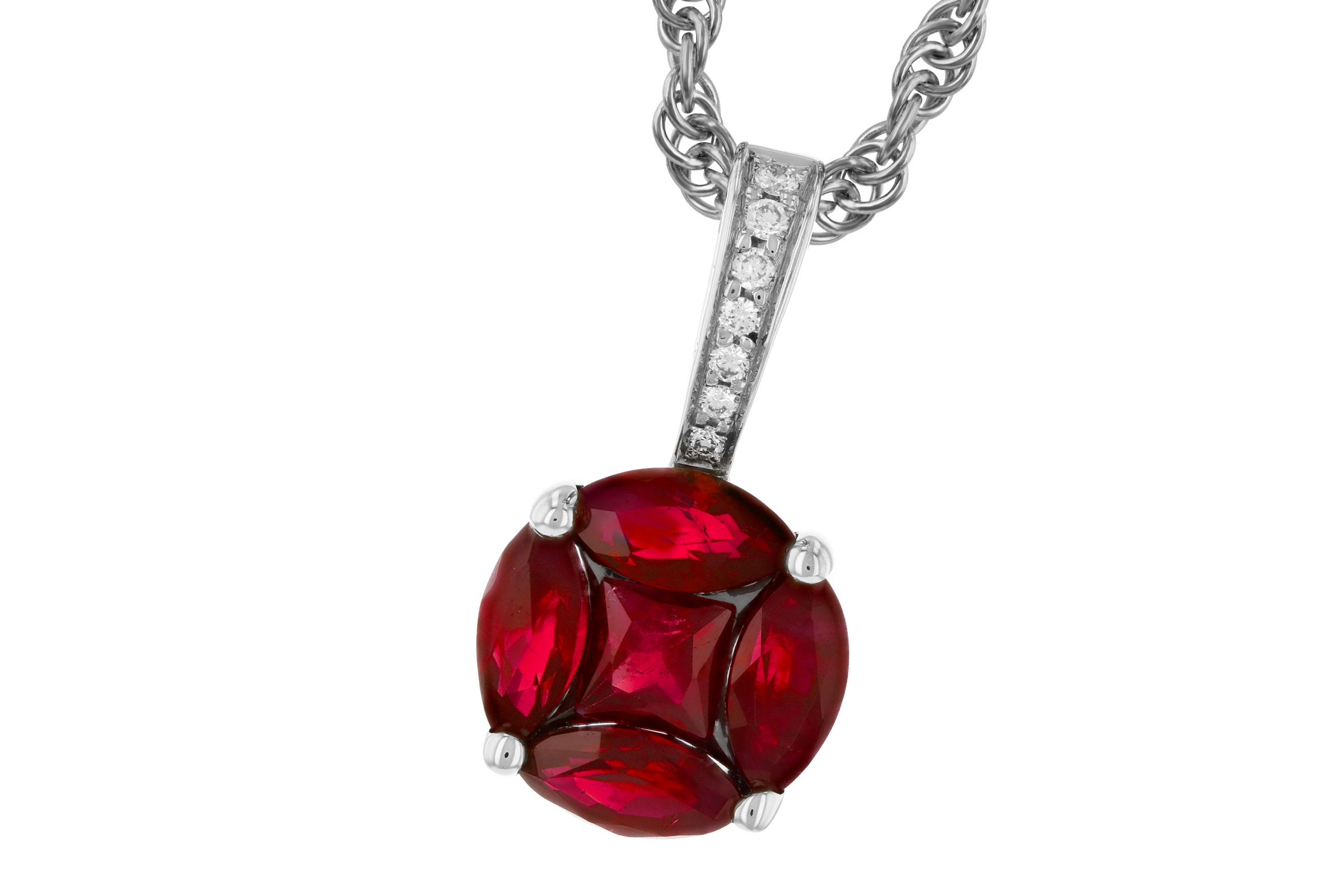 F302-73168: NECKLACE .80 RUBY .82 TW