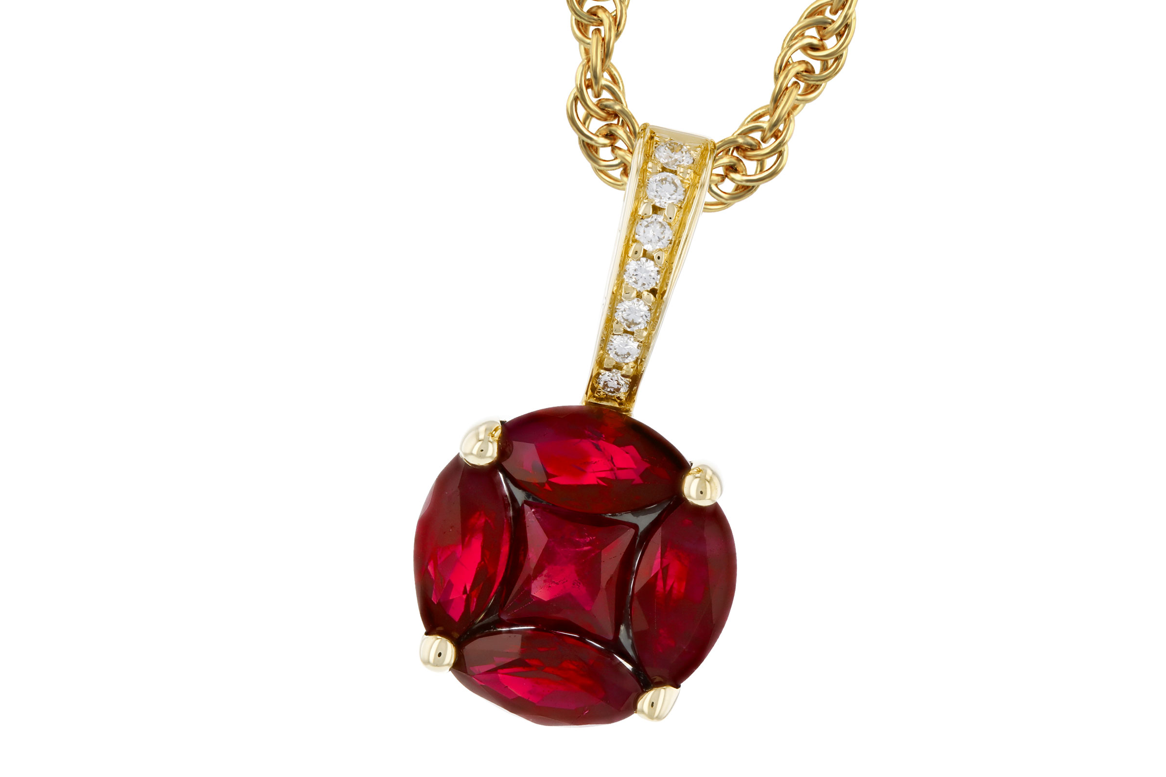 F302-73168: NECKLACE .80 RUBY .82 TW