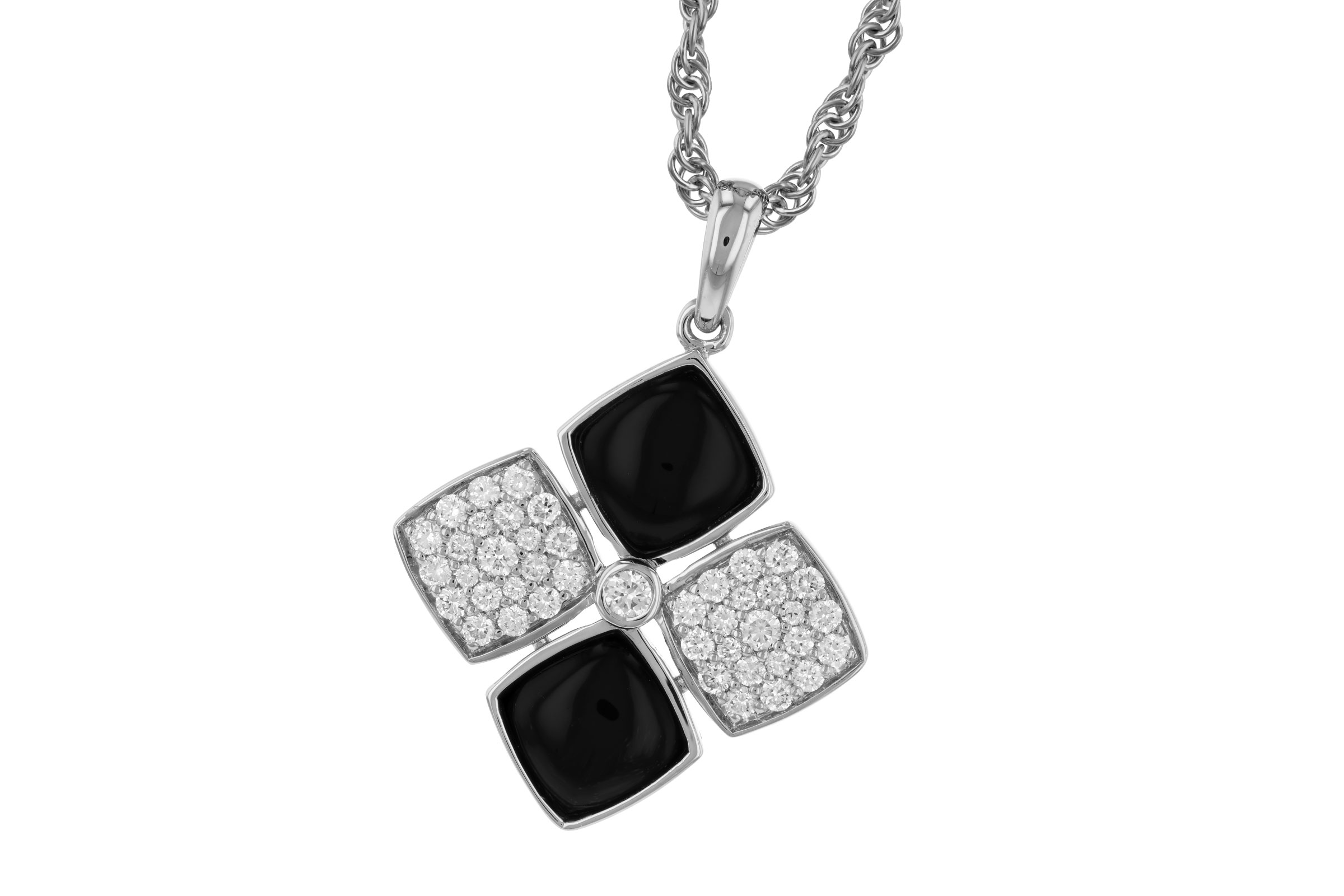 F302-74077: NECKLACE 1.23 TW ONYX 1.50 TGW