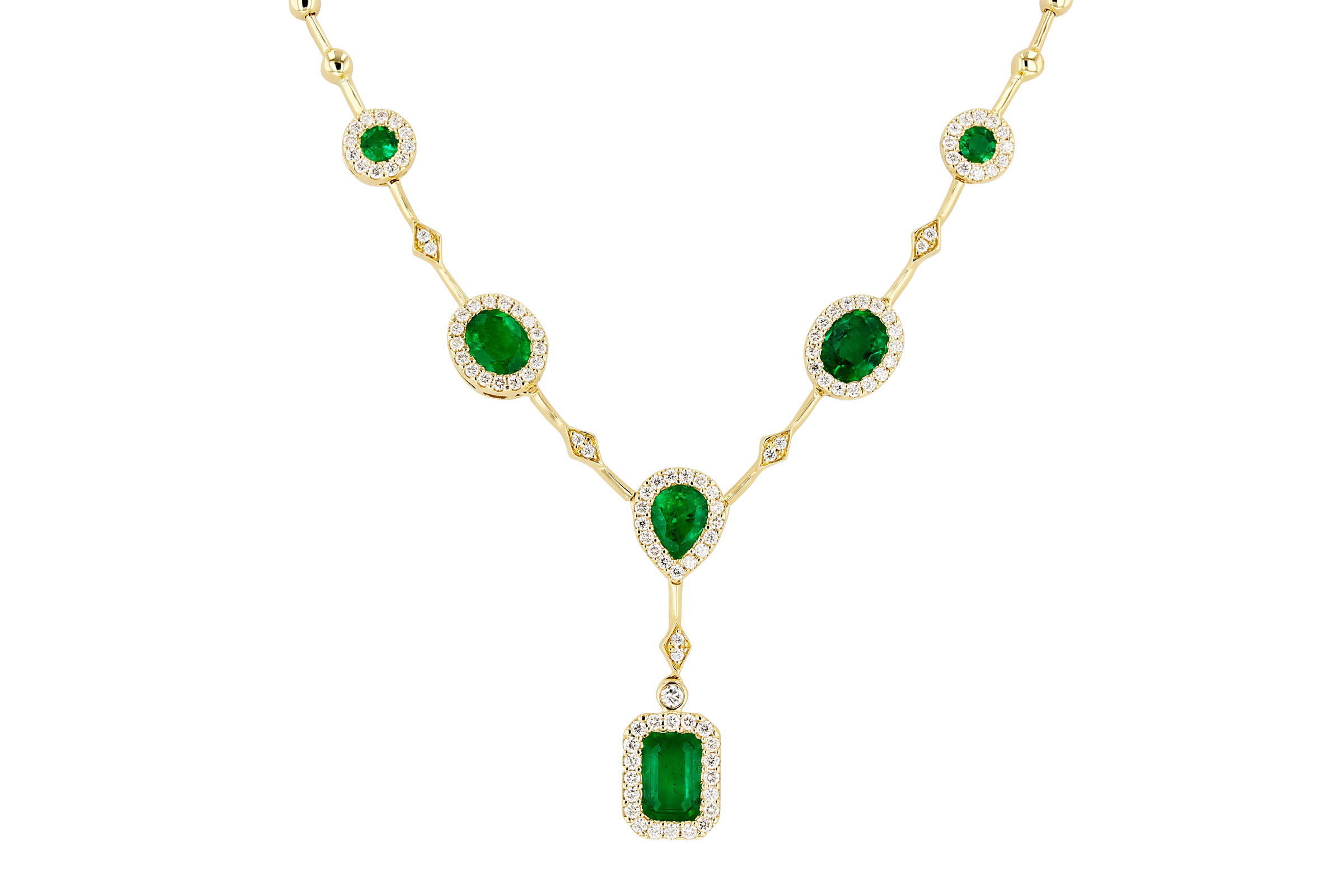 F302-74914: NECKLACE 1.66 TW EMERALD 2.08 TGW (17")
