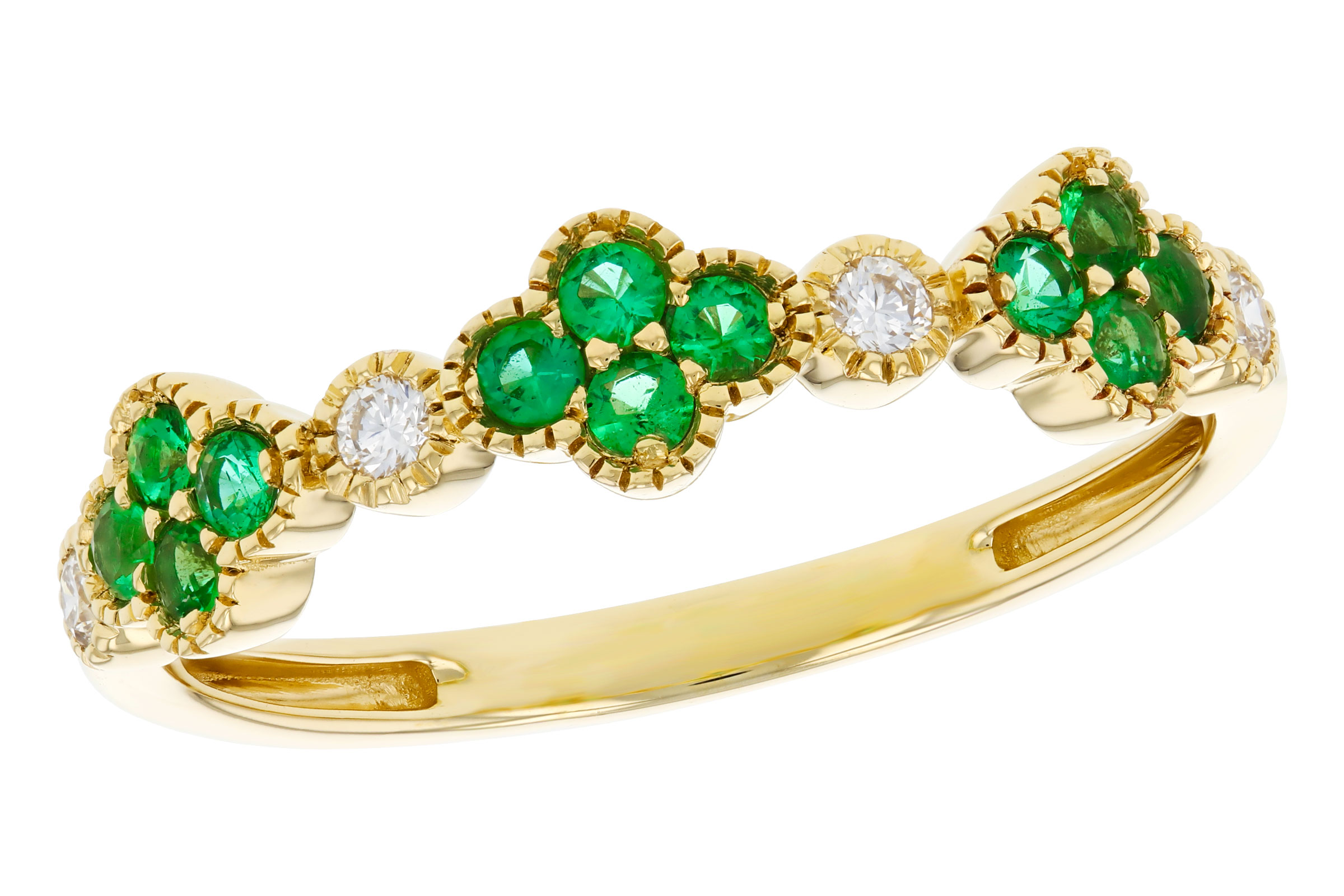 F302-75841: LDS WED RG .18 TW EMERALD .26 TGW