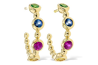 G302-73095: EARR .68 TW MULTI-COLOR SAPPH & GREEN GARNET