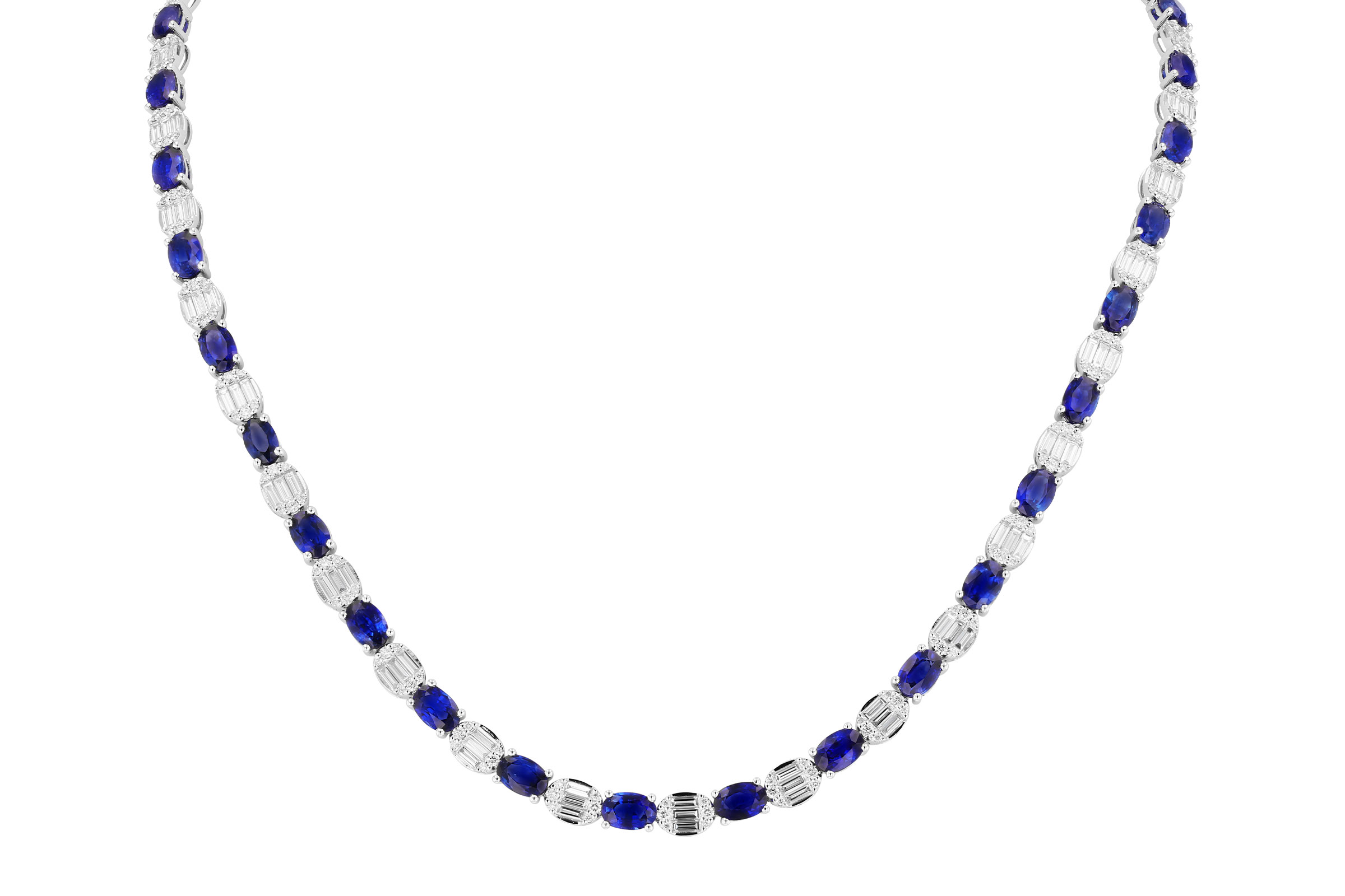 H302-74913: NECKLACE 17.68 TW SAPPHIRE 21.82 TGW (17")
