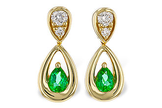 K301-85868: EARRINGS .20 EMERALD .32 TGW (4x3 EMER)