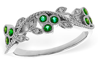 K301-90368: LDS WED RG .17 EMERALD TW .23 TGW
