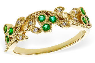 K301-90368: LDS WED RG .17 EMERALD TW .23 TGW