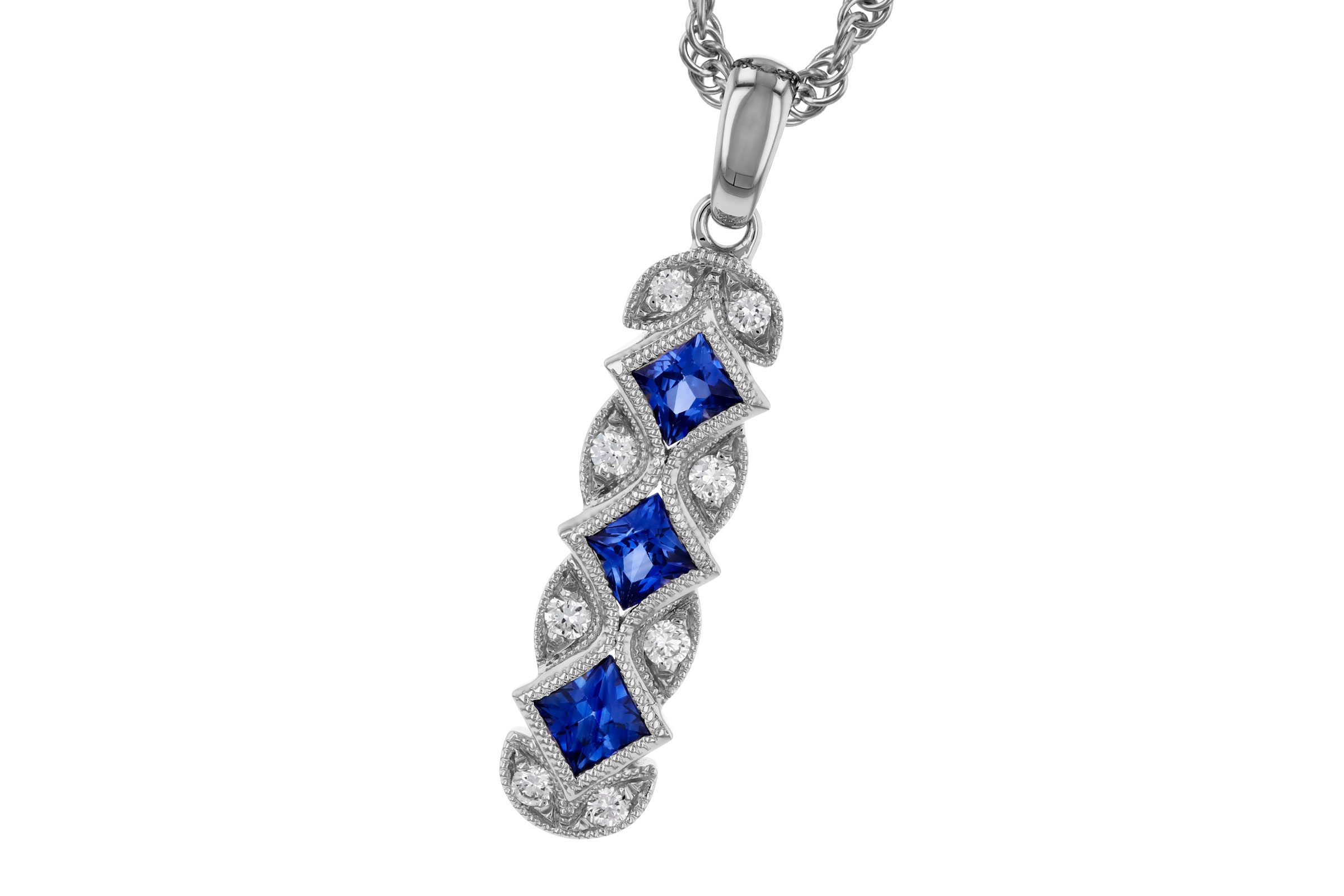 K302-74913: NECKLACE .55 TW SAPPHIRE .64 TGW