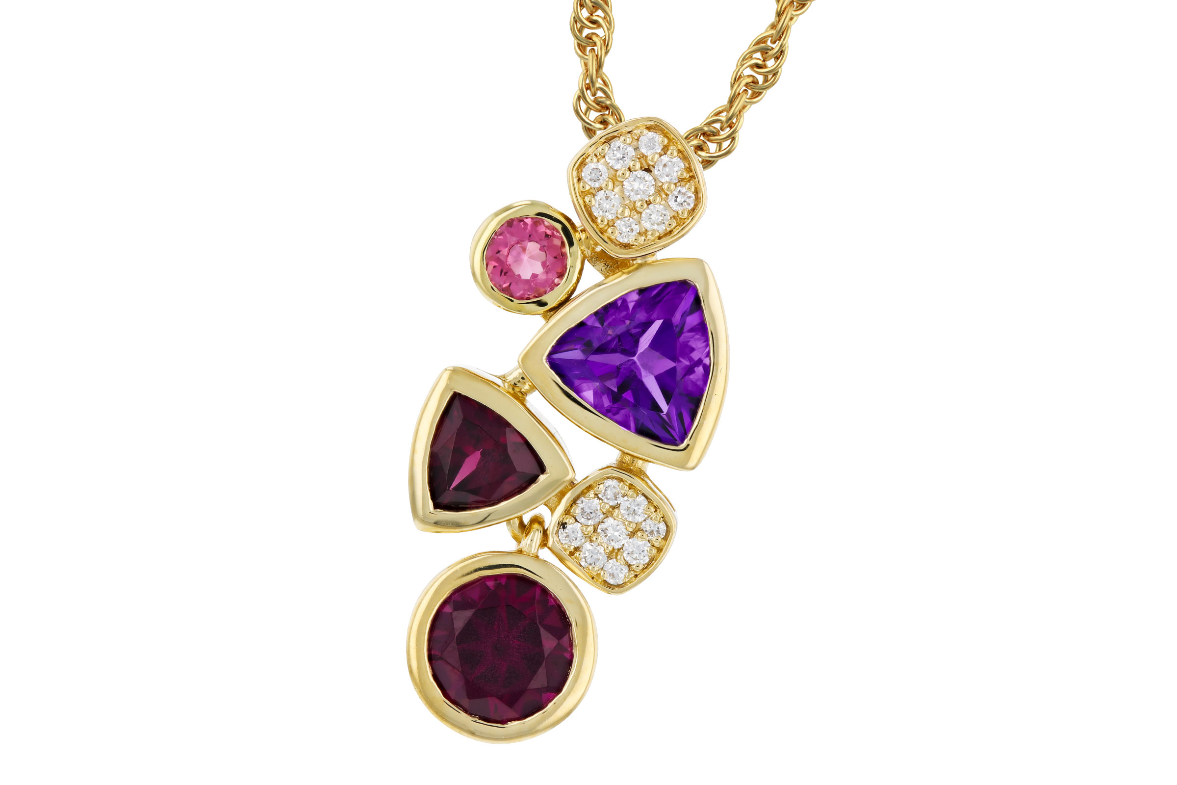 K302-74977: NECKLACE 1.34 SEMI-PREC (AM,RHO,PT) 1.40 TGW