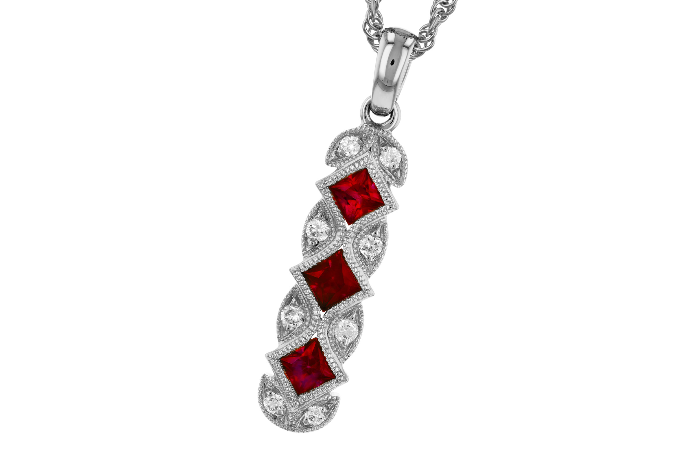 M302-74040: NECKLACE .55 TW RUBY .64 TGW